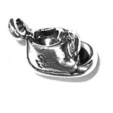 Charms. Sterling Silver, 7.1mm Width by 7.6mm Length by 15.6mm Height, Baby Shoe Charm. Quantity Per Pack: 1 Piece.