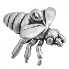 Charms. Sterling Silver, 19.9mm Width by 14.9mm Length by 13.8mm Height, Bee Charm. Quantity Per Pack: 1 Piece.