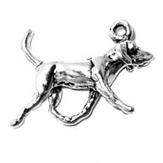 Charms. Sterling Silver, 17.5mm Width by 6.0mm Length by 13.2mm Height, American Foxhound Dog Charm. Quantity Per Pack: 1 Piece.