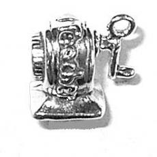 Charms. Sterling Silver, 11.6mm Width by 7.6mm Length by 11.2mm Height, Pencil Sharpener Charm. Quantity Per Pack: 1 Piece.