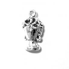 Charms. Sterling Silver, 9.9mm Width by 8.2mm Length by 17.7mm Height, Wig Stand Charm. Quantity Per Pack: 1 Piece.