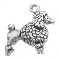 Charms. Sterling Silver, 15.4mm Width by 6.3mm Length by 16.8mm Height, Poodle Dog Charm. Quantity Per Pack: 1 Piece.