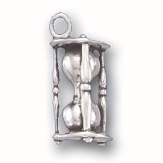 Charms. Sterling Silver, 9.5mm Width by 8.8mm Length by 17.5mm Height, Hour Glass Charm. Quantity Per Pack: 1 Piece.