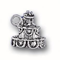 Charms. Sterling Silver, 11.0mm Width by 10.9mm Length by 11.0mm Height, Weding Cake Charm. Quantity Per Pack: 1 Piece.