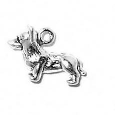 Charms. Sterling Silver, 12.1mm Width by 4.6mm Length by 9.8mm Height, Corgi Dog Charm. Quantity Per Pack: 1 Piece.