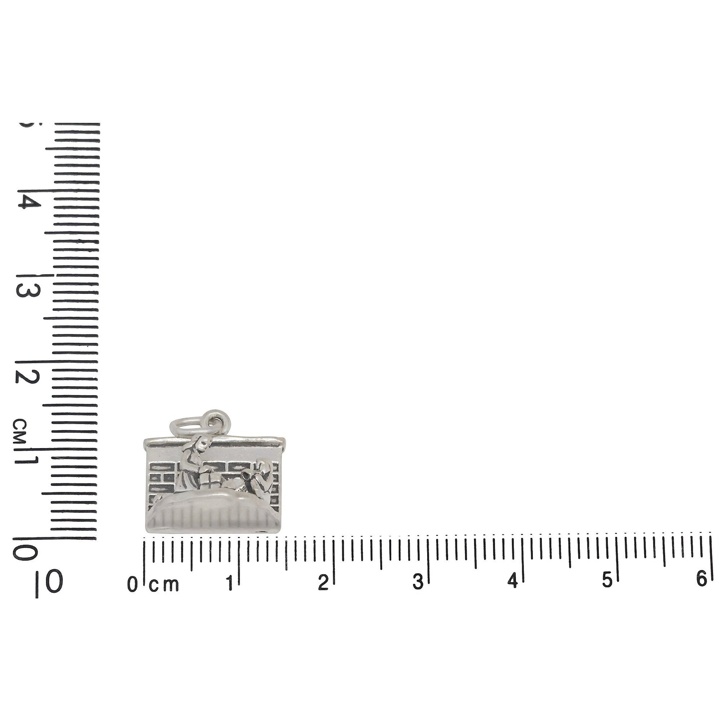 Sterling Silver, 15.0mm Width by 10.4mm Length by 13.4mm Height, Christmas by the Fire Charm. Quantity Per Pack: 1 Piece.