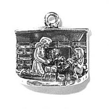 Load image into Gallery viewer, Charms. Sterling Silver, 15.0mm Width by 10.4mm Length by 13.4mm Height, Christmas by the Fire Charm. Quantity Per Pack: 1 Piece.
