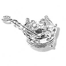 Charms. Sterling Silver, 12.0mm Width by 8.3mm Length by 19.3mm Height, Crown With Scepter Charm. Quantity Per Pack: 1 Piece.