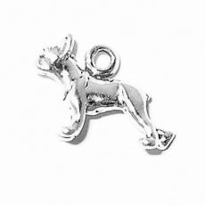 Charms. Sterling Silver, 13.1mm Width by 4.9mm Length by 8.8mm Height, Boston Terrier Dog Charm. Quantity Per Pack: 1 Piece.