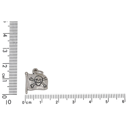 Sterling Silver, 13.7mm Width by 3.0mm Length by 16.5mm Height, Pirate Flag Charm. Quantity Per Pack: 1 Piece.