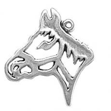 Charms. Sterling Silver, 22.5mm Width by 1.8mm Length by 24.5mm Height, Horse Head Charm. Quantity Per Pack: 1 Piece.