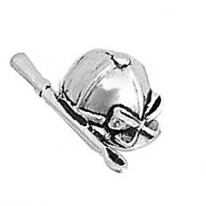 Charms. Sterling Silver, 12.6mm Width by 7.3mm Length by 20.0mm Height, Riding Hat With Crop Charm. Quantity Per Pack: 1 Piece.