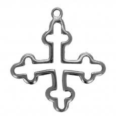 Charms. Sterling Silver, 20.3mm Width by 1.0mm Length by 22.7mm Height, Cross Charm. Quantity Per Pack: 1 Piece.