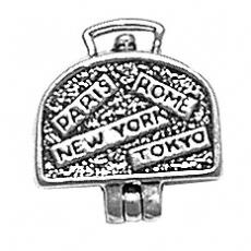 Charms. Sterling Silver, 15.3mm Width by 4.8mm Length by 16.5mm Height, Suitcase Charm. Quantity Per Pack: 1 Piece.