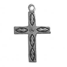 Charms. Sterling Silver, 14.9mm Width by 1.0mm Length by 23.7mm Height, Cross Charm. Quantity Per Pack: 1 Piece.