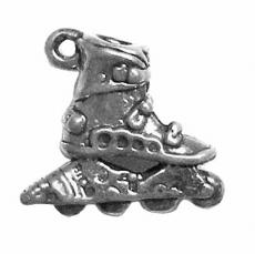 Charms. Sterling Silver, 18.2mm Width by 6.1mm Length by 16.5mm Height, Roller Blade Inline Skate Charm. Quantity Per Pack: 1 Piece.