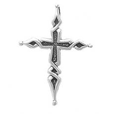 Charms. Sterling Silver, 24.7mm Width by 6.0mm Length by 34.0mm Height, Cross Charm. Quantity Per Pack: 1 Piece.