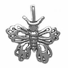 Charms. Sterling Silver, 16.8mm Width by 4.0mm Length by 18.0mm Height, Butterfly Pendant. Quantity Per Pack: 1 Piece.