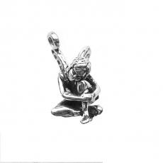 Charms. Sterling Silver, 12.2mm Width by 11.3mm Length by 16.0mm Height, Sitting Fairy Charm. Quantity Per Pack: 1 Piece.