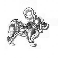 Charms. Sterling Silver, 12.1mm Width by 5.3mm Length by 11.1mm Height, Chow Chow Dog Charm. Quantity Per Pack: 1 Piece.