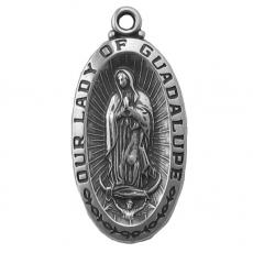 Charms. Sterling Silver, 14.6mm Width by 2.4mm Length by 29.8mm Height, Our Lady of Guadalupe Charm. Quantity Per Pack: 1 Piece.