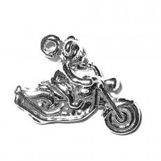 Charms. Sterling Silver, 18.2mm Width by 7.9mm Length by 13.7mm Height, Bear on Motorcycle Charm. Quantity Per Pack: 1 Piece.