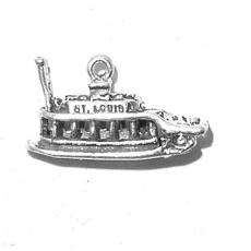 Charms. Sterling Silver, 21.5mm Width by 6.8mm Length by 11.6mm Height, Saint Louis Showboat Charm. Quantity Per Pack: 1 Piece.