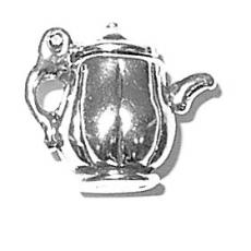 Charms. Sterling Silver, 14.8mm Width by 8.6mm Length by 13.0mm Height, Coffee Pot Charm. Quantity Per Pack: 1 Piece.