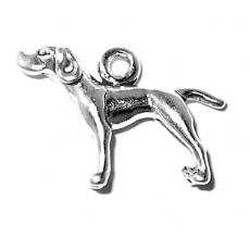 Charms. Sterling Silver, 21.3mm Width by 4.9mm Length by 14.4mm Height, Pointer Dog Charm. Quantity Per Pack: 1 Piece.