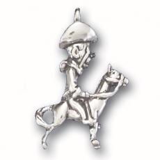 Charms. Sterling Silver, 7.4mm Width by 18.0mm Length by 24.8mm Height, President Roosevelt on Horse Charm. Quantity Per Pack: 1 Piece.