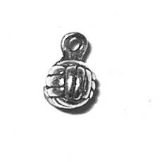 Charms. Sterling Silver, 6.0mm Width by 6.0mm Length by 8.9mm Height, Volleyball Charm. Quantity Per Pack: 1 Piece.