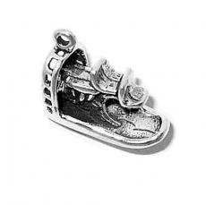 Charms. Sterling Silver, 18.1mm Width by 9.2mm Length by 16.8mm Height, Air Boat Charm. Quantity Per Pack: 1 Piece.