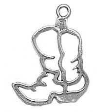 Charms. Sterling Silver, 17.8mm Width by 1.1mm Length by 14.3mm Height, Cowboy Boot Charm. Quantity Per Pack: 1 Piece.