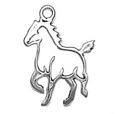 Charms. Sterling Silver, 15.5mm Width by 1.2mm Length by 22.2mm Height, Horse Charm. Quantity Per Pack: 1 Piece.