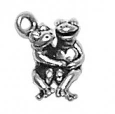 Charms. Sterling Silver, 7.8mm Width by 7.6mm Length by 11.0mm Height, Frogs in Love Charm. Quantity Per Pack: 1 Piece.