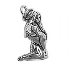 Charms. Sterling Silver, 9.2mm Width by 10.1mm Length by 18.1mm Height, Madonna and Child Charm. Quantity Per Pack: 1 Piece.