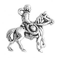 Charms. Sterling Silver, 20.5mm Width by 9.4mm Length by 20.3mm Height, Buffalo Bill on Horse Charm. Quantity Per Pack: 1 Piece.