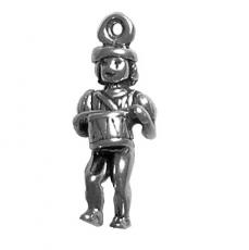 Charms. Sterling Silver, 8.3mm Width by 7.4mm Length by 22.4mm Height, Drumline Drummer Charm. Quantity Per Pack: 1 Piece.