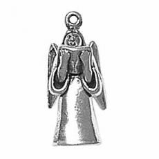 Charms. Sterling Silver, 9.3mm Width by 8.4mm Length by 21.2mm Height, Angel With Book Charm. Quantity Per Pack: 1 Piece.