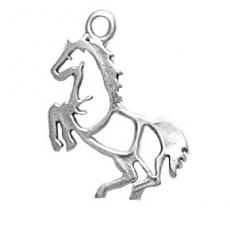 Charms. Sterling Silver, 15.7mm Width by 1.2mm Length by 21.1mm Height, Rearing Horse Charm. Quantity Per Pack: 1 Piece.