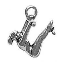 Charms. Sterling Silver, 11.5mm Width by 10.8mm Length by 13.7mm Height, Gymnast Uneven Bar Charm. Quantity Per Pack: 1 Piece.