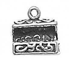 Charms. Sterling Silver, 10.1mm Width by 6.0mm Length by 10.0mm Height, Treasure Chest Charm. Quantity Per Pack: 1 Piece.