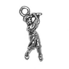 Charms. Sterling Silver, 8.2mm Width by 3.8mm Length by 14.2mm Height, Golfer Swinging Charm. Quantity Per Pack: 1 Piece.