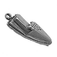 Charms. Sterling Silver, 8.4mm Width by 6.1mm Length by 22.5mm Height, Jet Ski Charm. Quantity Per Pack: 1 Piece.