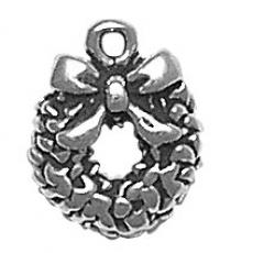 Charms. Sterling Silver, 10.1mm Width by 3.3mm Length by 12.7mm Height, Wreath Charm. Quantity Per Pack: 1 Piece.