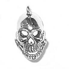 Charms. Sterling Silver, 17.2mm Width by 11.7mm Length by 19.0mm Height, Skull Charm. Quantity Per Pack: 1 Piece.