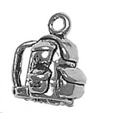 Charms. Sterling Silver, 11.4mm Width by 12.0mm Length by 14.4mm Height, Backpack Charm. Quantity Per Pack: 1 Piece.