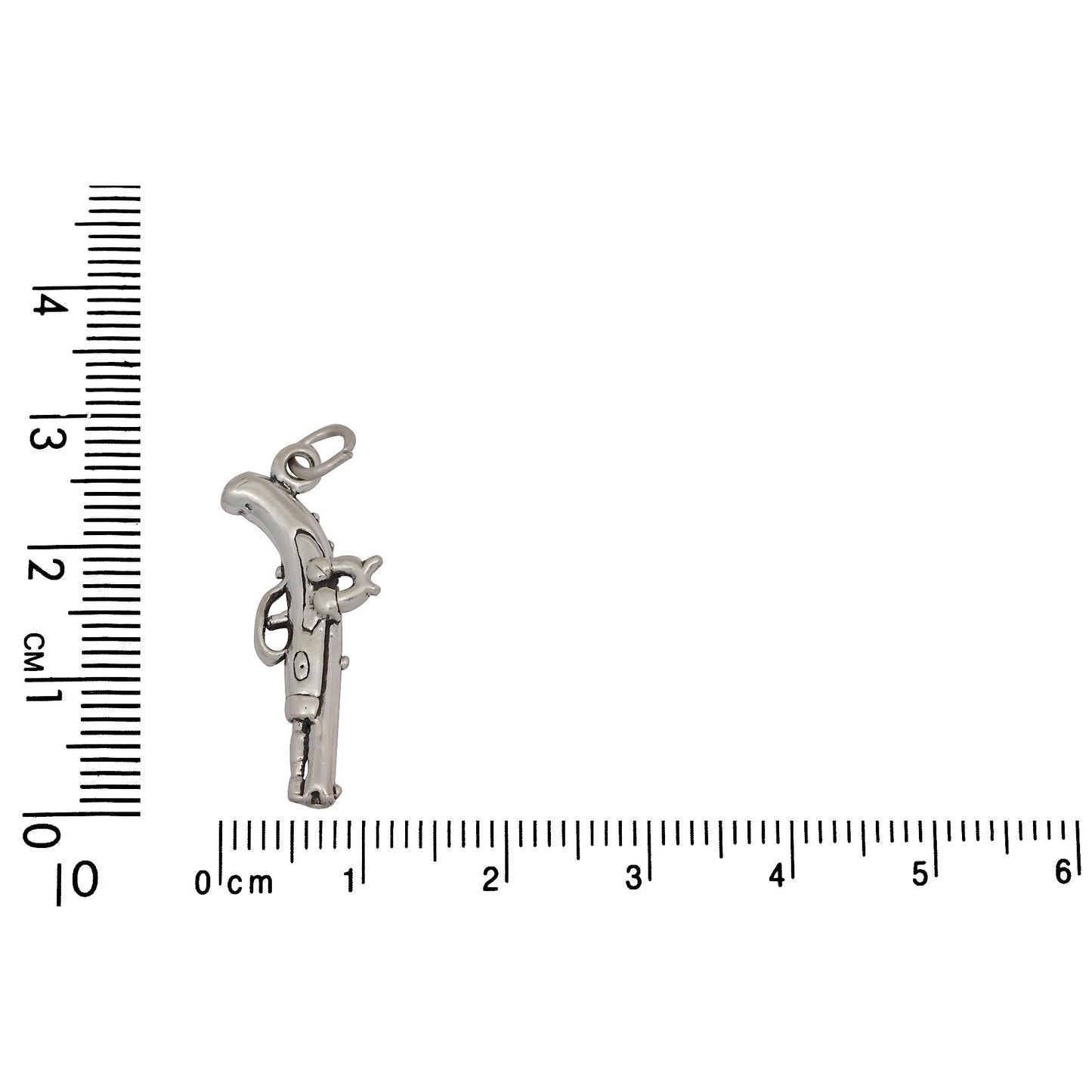 Sterling Silver, 10.7mm Width by 4.5mm Length by 26.6mm Height, Dueling Pistol Charm. Quantity Per Pack: 1 Piece.