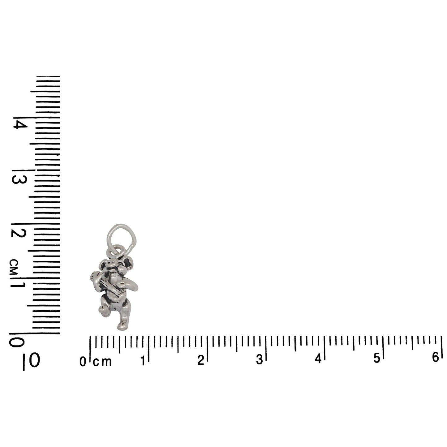 Sterling Silver, 8.6mm Width by 6.8mm Length by 16.4mm Height, Pig Playing Banjo Charm. Quantity Per Pack: 1 Piece.