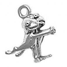 Charms. Sterling Silver, 13.0mm Width by 7.5mm Length by 13.6mm Height, Dancing Frogs Charm. Quantity Per Pack: 1 Piece.